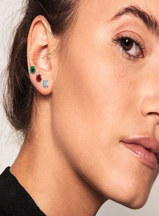 أقراط مرصعة بمسامير من التيتانيوم ذات ظهر مسطح، أقراط مرصعة بالزركونيا المكعبة السوداء المضادة للحساسية، أقراط ذات ظهر مزدوج من التيتانيوم بمسامير، أقراط ثقب الأذن للنساء والرجال 6 مم (أحمر) - Image 4